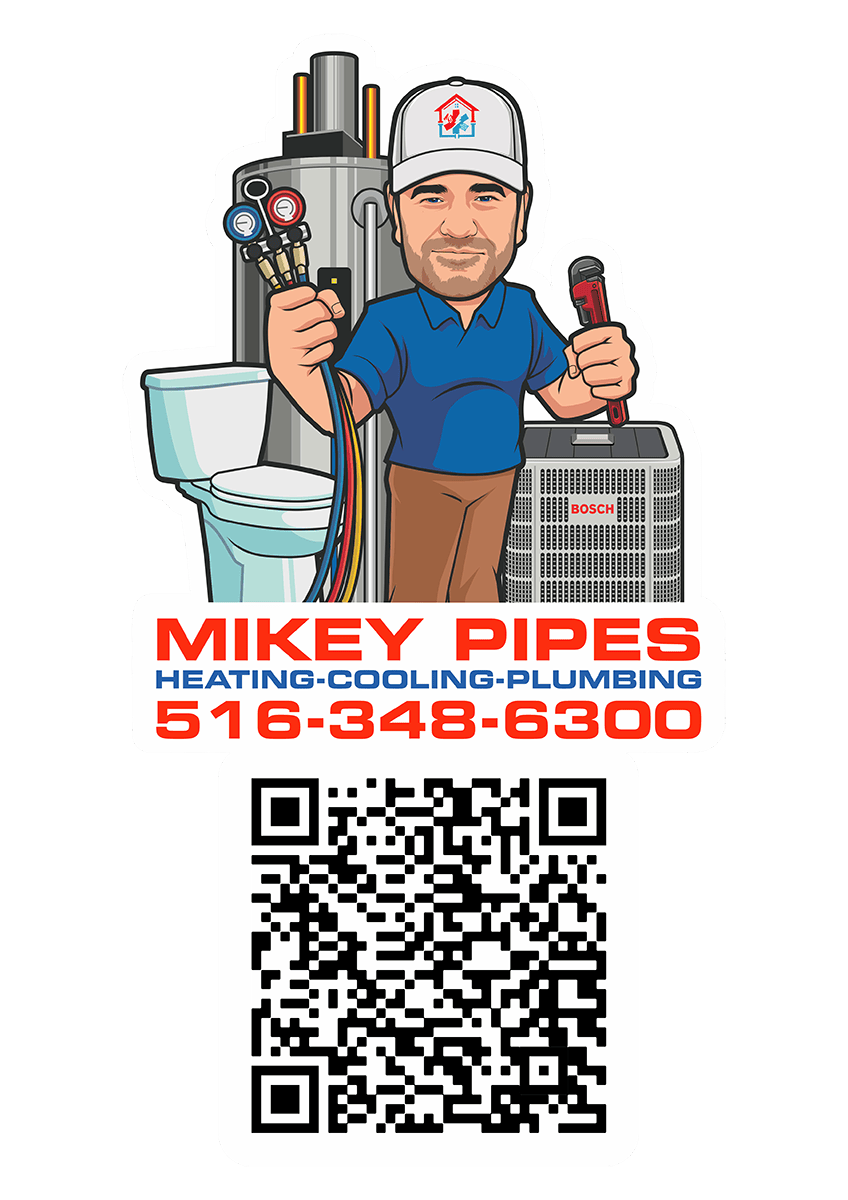 Mikey Pipes standing cartton with QRCode